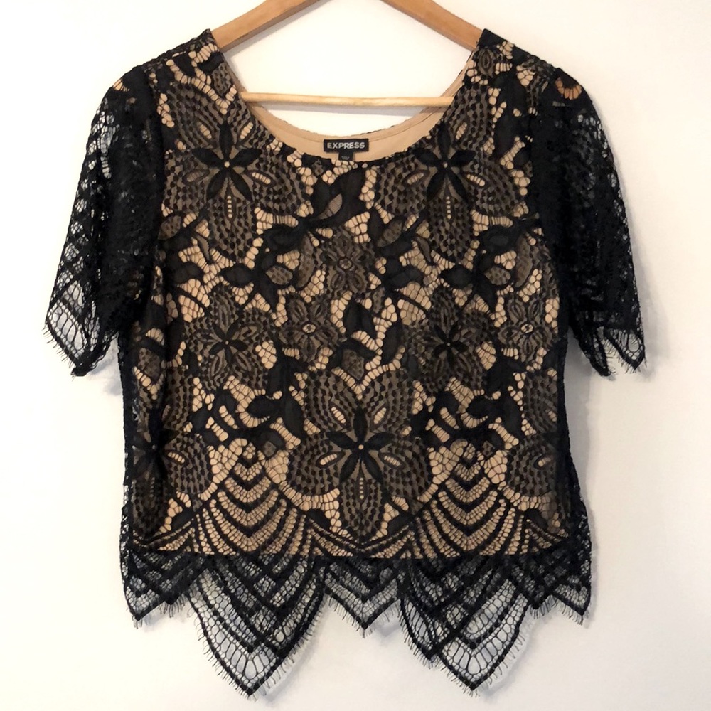 Express Black Lace Blouse